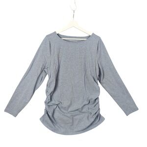 Soft Surroundings Modest Ruched Stretchy Long Sleeve Tunic Top Blue‎ Womens 1X